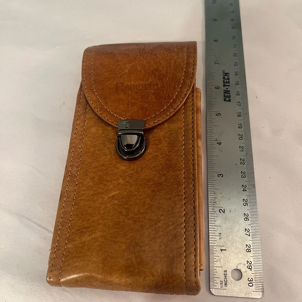 Hendwin Brown Leather Phone Pouch with Attached Belt Loop